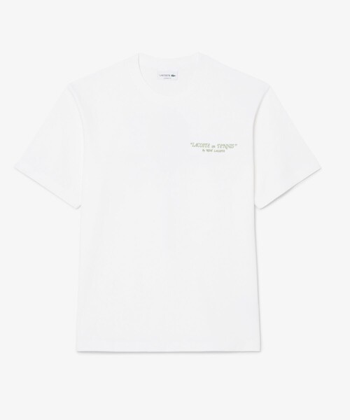 LACOSTE(ラコステ)の「ルネ・ラコステ シグネチャー刺繍ロゴ&ラケットバックプリント半袖Tシャツ(Tシャツ/カットソー・メンズ・ホワイト/ブラック・5/4/2/3)」の4枚目の写真