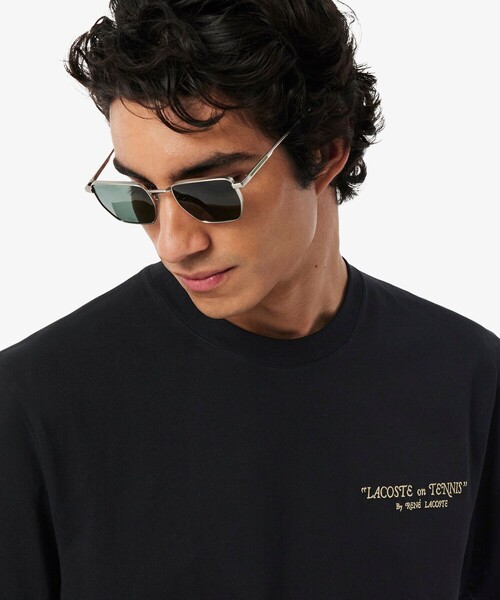 LACOSTE(ラコステ)の「ルネ・ラコステ シグネチャー刺繍ロゴ&ラケットバックプリント半袖Tシャツ(Tシャツ/カットソー・メンズ・ホワイト/ブラック・5/4/2/3)」の10枚目の写真