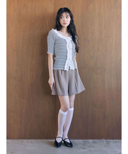 LAGUNAMOON(ラグナムーン)の「リブフリルハーフスリーブカーデニットプルオーバー(ニット/セーター・レディース・チャコールグレー/イエロー/その他1・FREE)」の6枚目の写真