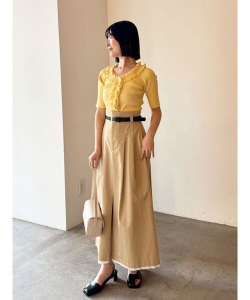 LAGUNAMOON(ラグナムーン)の「リブフリルハーフスリーブカーデニットプルオーバー(ニット/セーター・レディース・チャコールグレー/イエロー/その他1・FREE)」の13枚目の写真