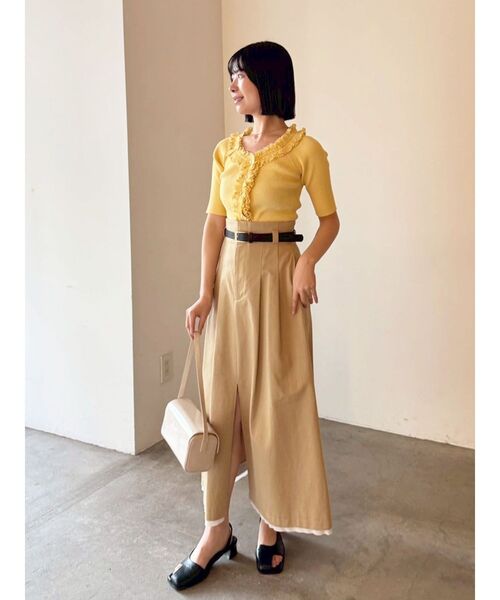 LAGUNAMOON(ラグナムーン)の「リブフリルハーフスリーブカーデニットプルオーバー(ニット/セーター・レディース・チャコールグレー/イエロー/その他1・FREE)」の14枚目の写真