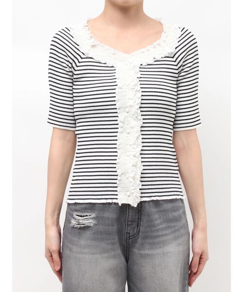 LAGUNAMOON(ラグナムーン)の「リブフリルハーフスリーブカーデニットプルオーバー(ニット/セーター・レディース・チャコールグレー/イエロー/その他1・FREE)」の17枚目の写真