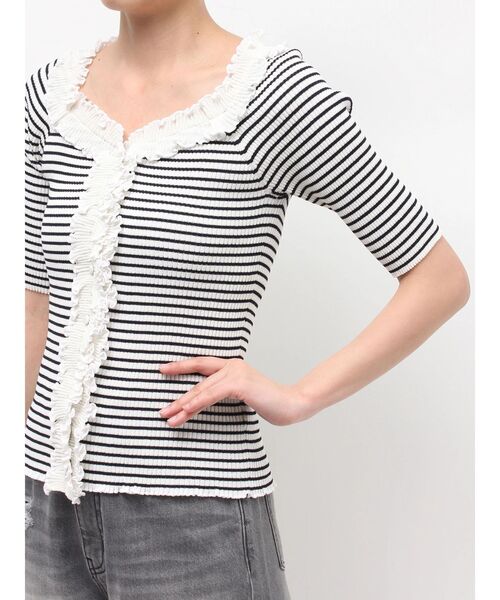 LAGUNAMOON(ラグナムーン)の「リブフリルハーフスリーブカーデニットプルオーバー(ニット/セーター・レディース・チャコールグレー/イエロー/その他1・FREE)」の21枚目の写真