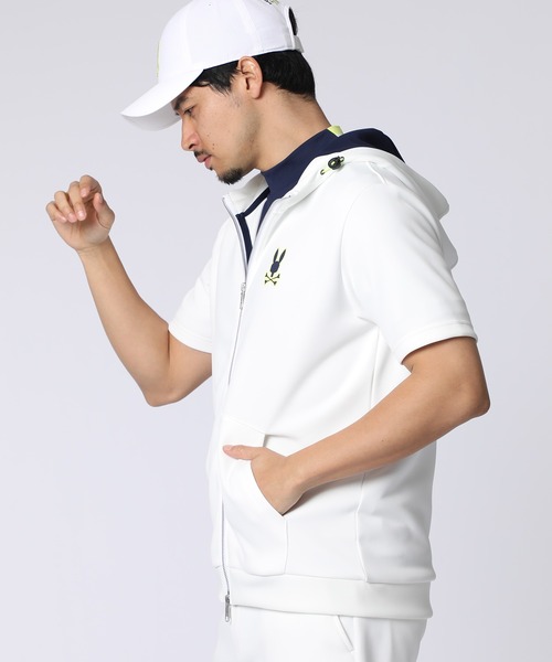 Psycho Bunny（サイコバニー）の「[GOLF]コントラストシグネチャーロゴ 半袖パーカ（パーカー・メンズ・ネイビー/ホワイト・X-LARGE/LARGE/MEDIUM）」の6枚目の写真