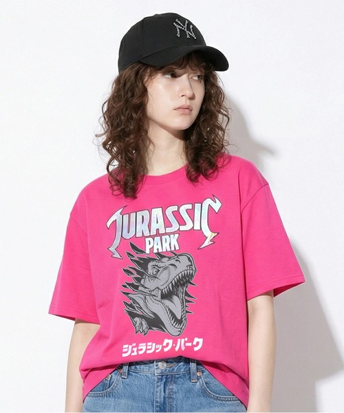 BABYDOLL(ベビードール)の「親子お揃い ジュラシック・パーク ロックTシャツ 1492A(Tシャツ/カットソー・メンズ・ブラック/フューシャピンク・ユニセックスXL/ユニセックスL/ユニセックスM)」の1枚目の写真