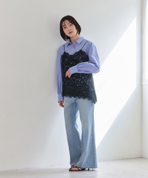 VIS（ビス）の「レースアシンメトリーキャミソール（キャミソール・レディース・オフホワイト/ブラック・FREE）」の15枚目の写真