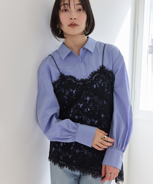 VIS（ビス）の「レースアシンメトリーキャミソール（キャミソール・レディース・オフホワイト/ブラック・FREE）」の11枚目の写真