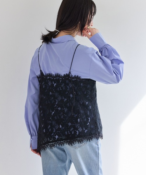 VIS（ビス）の「レースアシンメトリーキャミソール（キャミソール・レディース・オフホワイト/ブラック・FREE）」の13枚目の写真