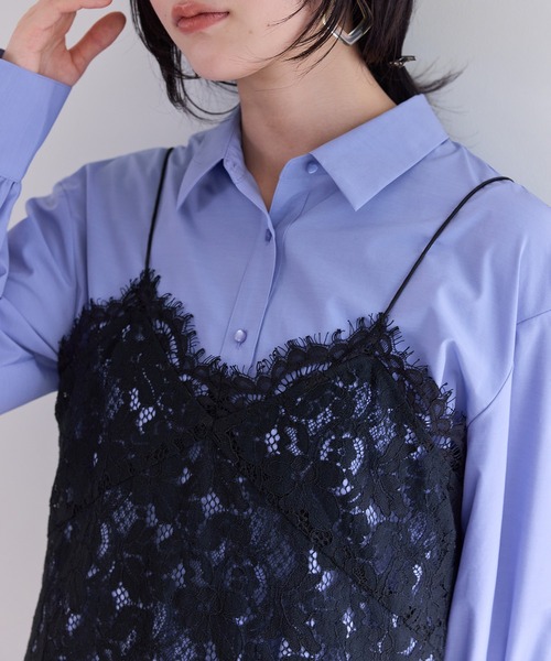 VIS（ビス）の「レースアシンメトリーキャミソール（キャミソール・レディース・オフホワイト/ブラック・FREE）」の9枚目の写真