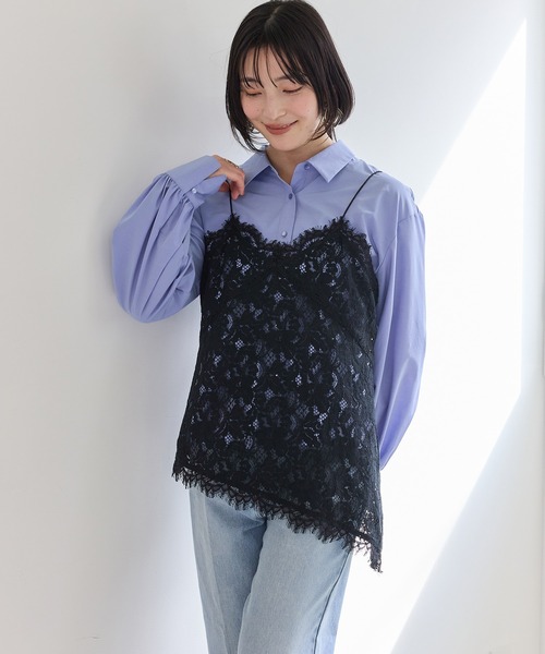 VIS（ビス）の「レースアシンメトリーキャミソール（キャミソール・レディース・オフホワイト/ブラック・FREE）」の14枚目の写真