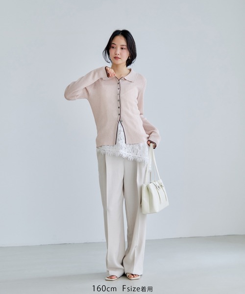 VIS（ビス）の「レースアシンメトリーキャミソール（キャミソール・レディース・オフホワイト/ブラック・FREE）」の20枚目の写真