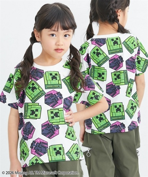 QUNTSTYLE(キュントスタイル)の「【MINECRAFT】半袖プリントTシャツ(Tシャツ/カットソー・キッズ・ホワイト系1/ホワイト系2/ブラック系5/ブラック系2/グレー系/ブラック系4/ホワイト系3/ブルー系/オートミール/ブラック系1/グリーン系/ブラック系3・110/120/130/140/150/160)」の2枚目の写真