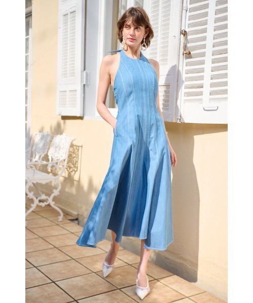 Anita Denim Dress レーヨンデニムイレギュラーヘムドレス（ワンピース