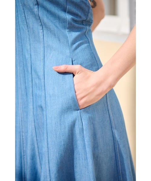Estella.K（エステラケー）の「Anita Denim Dress レーヨンデニムイレギュラーヘムドレス（ワンピース・レディース・インディゴブルー/ブルー・FREE）」の14枚目の写真