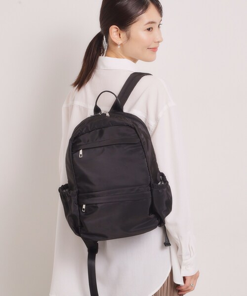ITS'DEMO（イッツデモ）の「【6ポケット】裏地ストライプリュック（バックパック/リュック・レディース・ナチュラル/チャコールグレー/ブラック・00）」の6枚目の写真