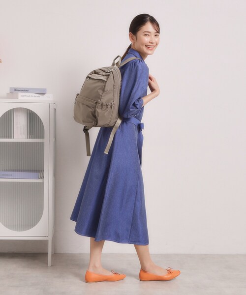 ITS'DEMO（イッツデモ）の「【6ポケット】裏地ストライプリュック（バックパック/リュック・レディース・ナチュラル/チャコールグレー/ブラック・00）」の9枚目の写真