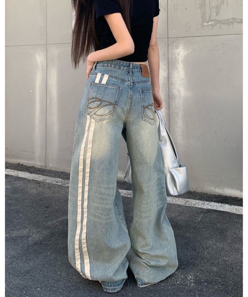 inst.ALL(インストール)の「バックラインデザインデニムワイドパンツ(デニムパンツ・レディース・ブルー・S/M/L)」の1枚目の写真