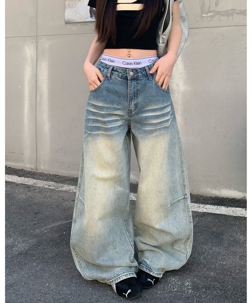 inst.ALL(インストール)の「バックラインデザインデニムワイドパンツ(デニムパンツ・レディース・ブルー・S/M/L)」の5枚目の写真