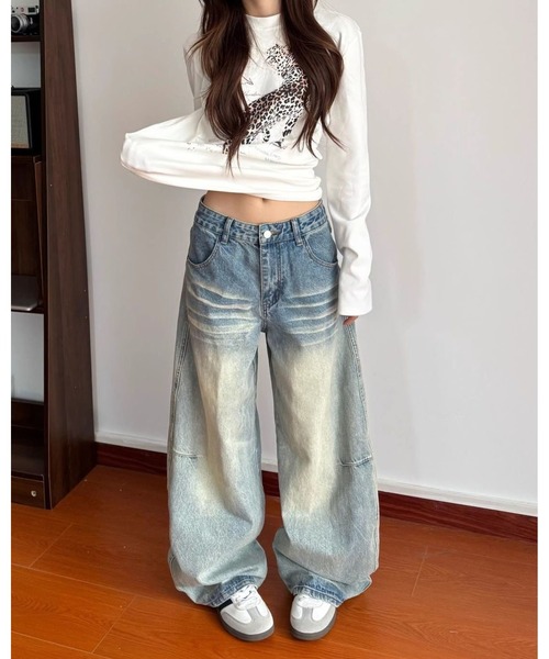 inst.ALL(インストール)の「バックラインデザインデニムワイドパンツ(デニムパンツ・レディース・ブルー・S/M/L)」の12枚目の写真