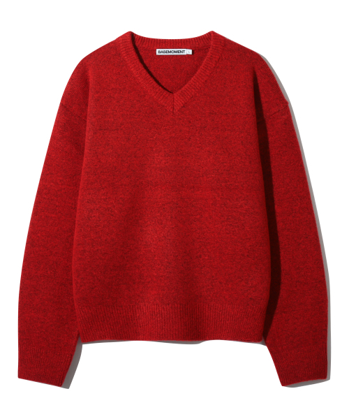 BASEMOMENT(ベースモーメント)の「キャッシュライク Vネック クロップニット ボカシ レッド(ニット/セーター・メンズ・その他・M/L)」の15枚目の写真