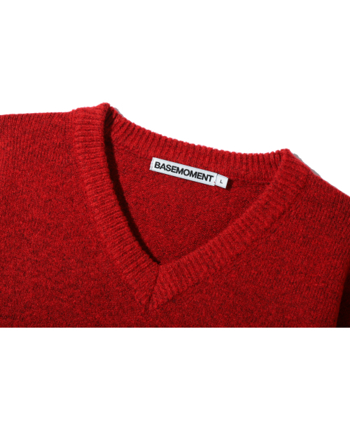 BASEMOMENT(ベースモーメント)の「キャッシュライク Vネック クロップニット ボカシ レッド(ニット/セーター・メンズ・その他・M/L)」の14枚目の写真