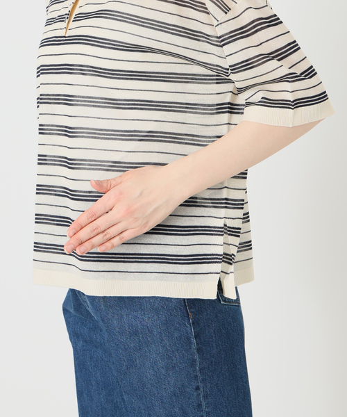 B.C STOCK(ベーセーストック)の「手洗い可 / マルチボーダーシアープルオーバー(ニット/セーター・レディース・コバルトブルー/ブラウン・FREE)」の10枚目の写真