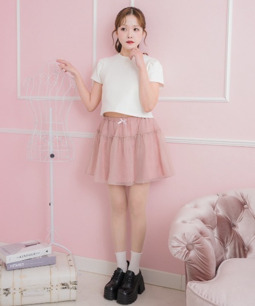 mili meili(ミリーメイリー)の「オーガンジーシフォンスカート(スカート・レディース・ピンク/ホワイト・M/S)」の9枚目の写真