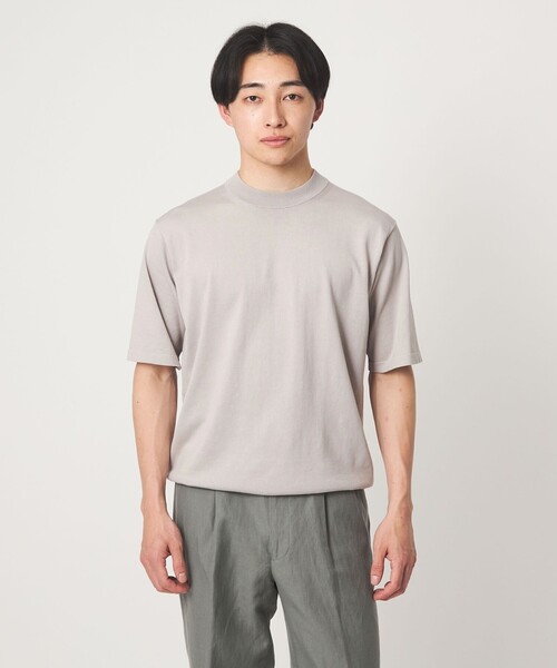 に　Tニット S MTB コットン ハイゲージ モックネック ニット Tシャツ（ニット