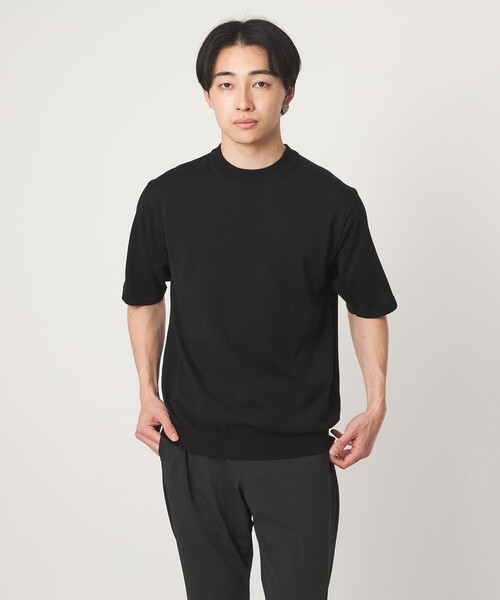 green label relaxing（グリーンレーベルリラクシング）の「MTB コットン ハイゲージ モックネック ニット Tシャツ（ニット/セーター・メンズ・ライム/ブラック/ライトグレー・XL/S/L/M）」の2枚目の写真