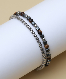 BLANCIER（ブランシエール）の「ティクリスチェーン BM255B1163 レイヤード ホアン石 メンズ 原石ブレスレット（ブレスレット）」