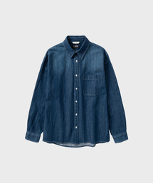 ウォッシングデニムLSシャツ_MID BLUE