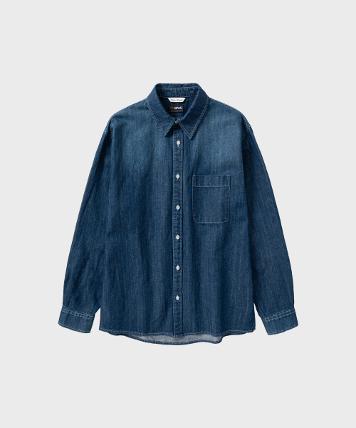 NONBLANK(ノンブランク)の「ウォッシングデニムLSシャツ_MID BLUE(シャツ/ブラウス・メンズ・ブルー・MEDIUM/LARGE/X-LARGE/SMALL)」の1枚目の写真
