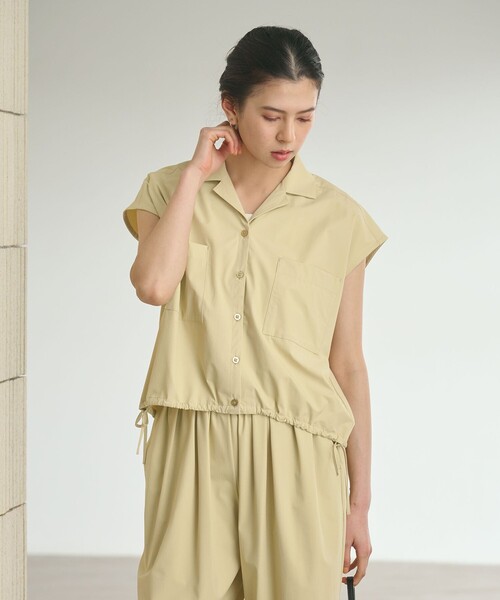 BEAUTY&YOUTH UNITED ARROWS（ビューティーアンドユースユナイテッドアローズ）の「【WEB限定 Wardrobe DAILY MINIMAL】オープンカラーシャツ＆イージーパンツ 接触冷感 UVカット はっ水（ワンピース・レディース・ブラック/ダークブラウン/ベージュ・M/S）」の3枚目の写真