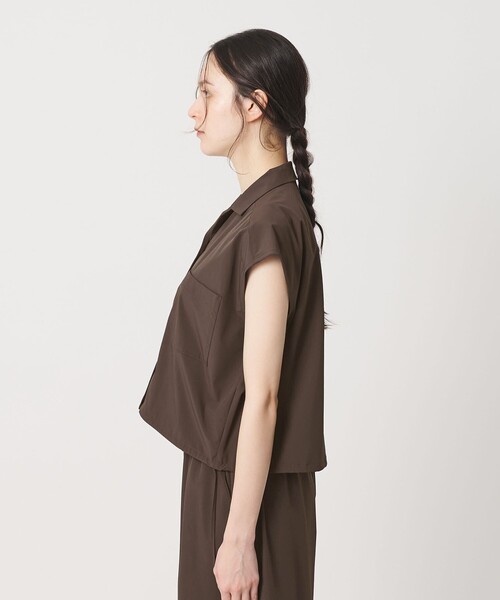 BEAUTY&YOUTH UNITED ARROWS（ビューティーアンドユースユナイテッドアローズ）の「【WEB限定 Wardrobe DAILY MINIMAL】オープンカラーシャツ＆イージーパンツ 接触冷感 UVカット はっ水（ワンピース・レディース・ブラック/ダークブラウン/ベージュ・M/S）」の6枚目の写真
