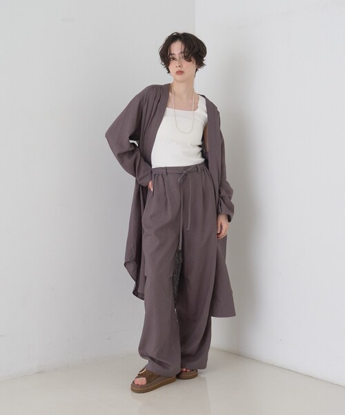 Rouge vif(ルージュヴィフ)の「【セットアップ対応】リネンロングトッパー/シャツ/カーディガン/羽織(シャツ/ブラウス・レディース・ホワイト/チャコールグレー・フリー)」の7枚目の写真