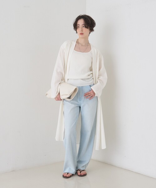 Rouge vif(ルージュヴィフ)の「【セットアップ対応】リネンロングトッパー/シャツ/カーディガン/羽織(シャツ/ブラウス・レディース・ホワイト/チャコールグレー・フリー)」の13枚目の写真