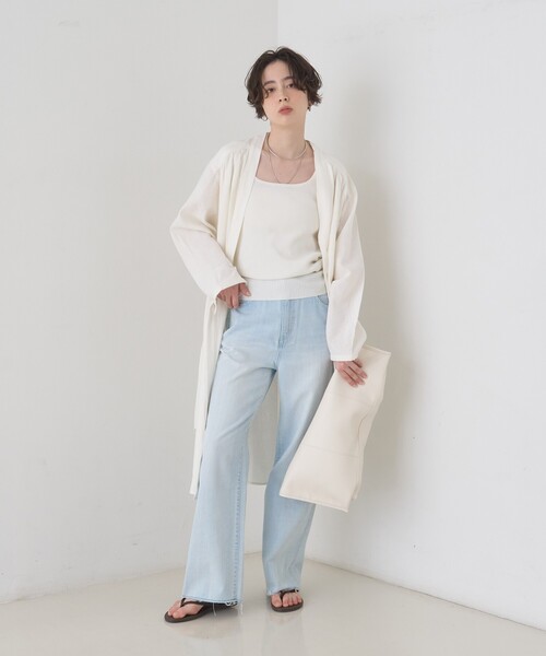 Rouge vif(ルージュヴィフ)の「【セットアップ対応】リネンロングトッパー/シャツ/カーディガン/羽織(シャツ/ブラウス・レディース・ホワイト/チャコールグレー・フリー)」の14枚目の写真