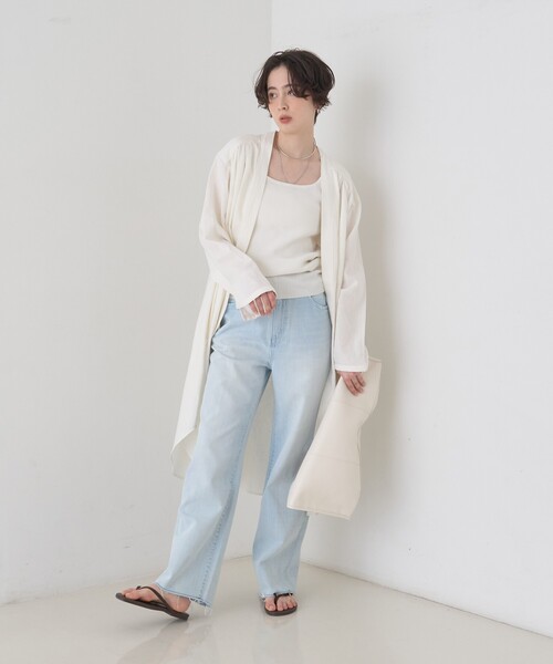 Rouge vif(ルージュヴィフ)の「【セットアップ対応】リネンロングトッパー/シャツ/カーディガン/羽織(シャツ/ブラウス・レディース・ホワイト/チャコールグレー・フリー)」の15枚目の写真
