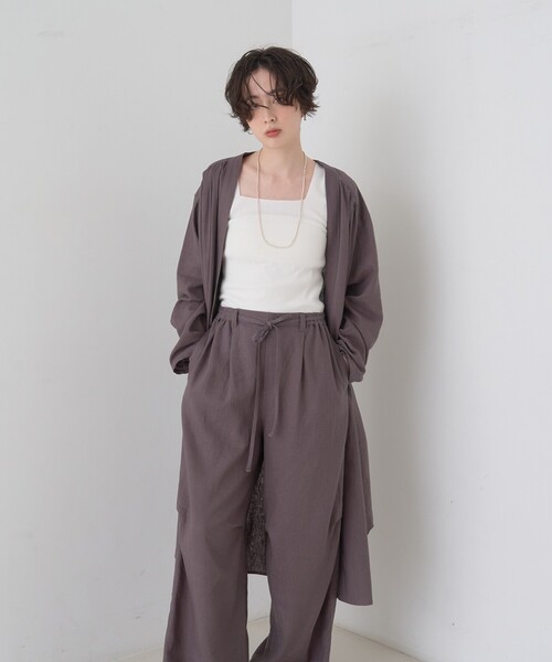 Rouge vif(ルージュヴィフ)の「【セットアップ対応】リネンロングトッパー/シャツ/カーディガン/羽織(シャツ/ブラウス・レディース・ホワイト/チャコールグレー・フリー)」の18枚目の写真