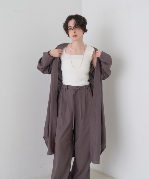 Rouge vif(ルージュヴィフ)の「【セットアップ対応】リネンロングトッパー/シャツ/カーディガン/羽織(シャツ/ブラウス・レディース・ホワイト/チャコールグレー・フリー)」の19枚目の写真
