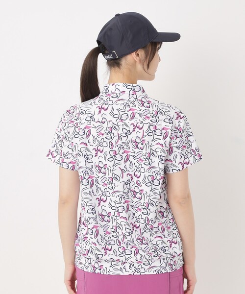 adabat(アダバット)の「吸水速乾/UVカット/エコ ラインフラワープリントポロシャツ(ポロシャツ・レディース・ブラック系/ホワイト系1/ライトイエロー系1・42/40/38)」の8枚目の写真