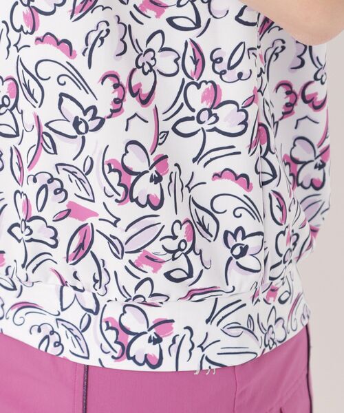 adabat(アダバット)の「吸水速乾/UVカット/エコ ラインフラワープリントポロシャツ(ポロシャツ・レディース・ブラック系/ホワイト系1/ライトイエロー系1・42/40/38)」の4枚目の写真