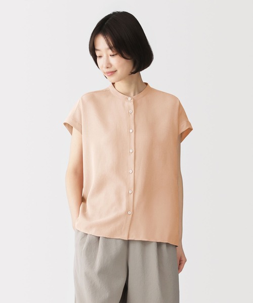 無印良品(ムジルシリョウヒン)の「<循環>婦人 風を通す フレンチスリーブブラウス(シャツ/ブラウス・レディース・オフホワイト/グレー/ライトオレンジ系/ブラック・XL/L/M/S)」の4枚目の写真