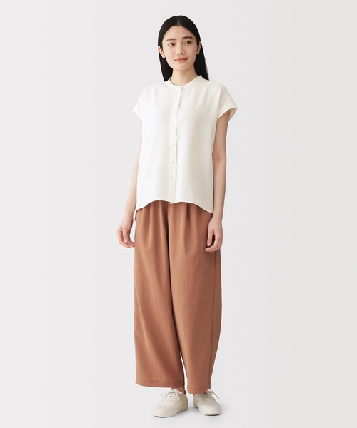無印良品(ムジルシリョウヒン)の「<循環>婦人 風を通す フレンチスリーブブラウス(シャツ/ブラウス・レディース・オフホワイト/グレー/ライトオレンジ系/ブラック・XL/L/M/S)」の6枚目の写真