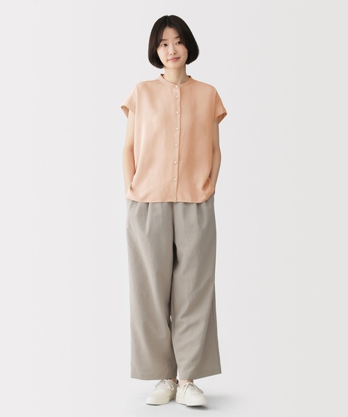 無印良品(ムジルシリョウヒン)の「<循環>婦人 風を通す フレンチスリーブブラウス(シャツ/ブラウス・レディース・オフホワイト/グレー/ライトオレンジ系/ブラック・XL/L/M/S)」の10枚目の写真