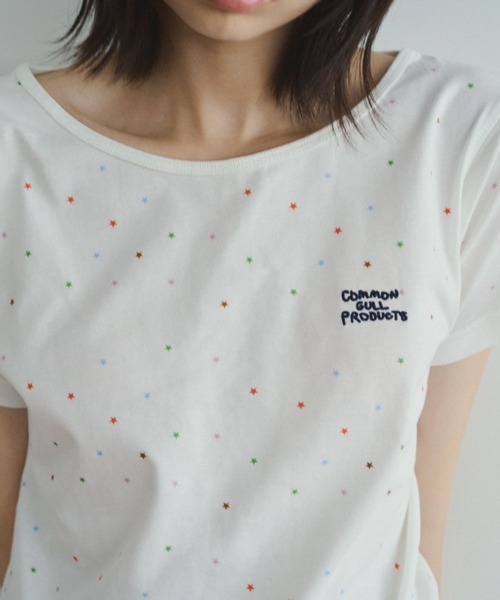 common gull products.(コモンガルプロダクツ)の「太陽の雨のTシャツ(Tシャツ/カットソー・レディース・サックスブルー/ホワイト系/ブラウン系/ピンク/パープル系/イエロー系/ミント・MEDIUM/SMALL/LARGE)」の21枚目の写真