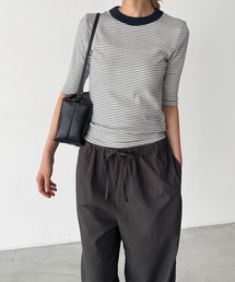 CANAL JEAN | Miller　配色パネルリブボーダー5分袖Tシャツ(Tシャツ/カットソー)