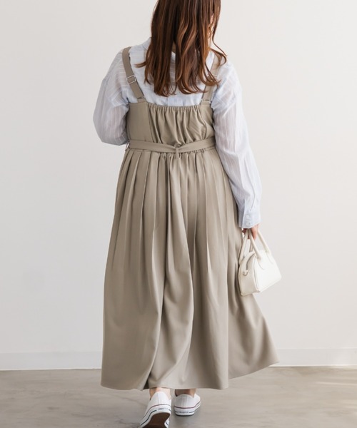 CLETTE(クレット)の「CLETTEオリジナルベルト付きプリーツジャンスカワンピース(ワンピース・レディース・チャコールグレー/ワイン/グレイッシュベージュ・LL/4L/3L)」の9枚目の写真