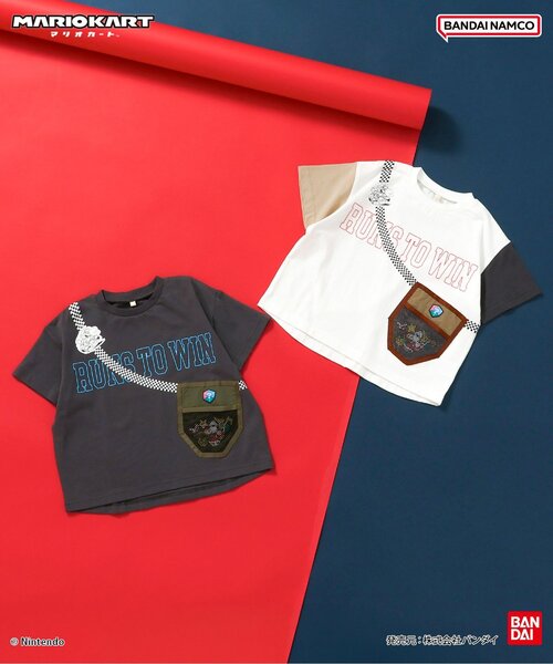 BANDAI(バンダイ)の「マリオカート サコッシュTシャツ(Tシャツ/カットソー・キッズ・チャコール/オフホワイト・100/110/120/130/140/150)」の6枚目の写真