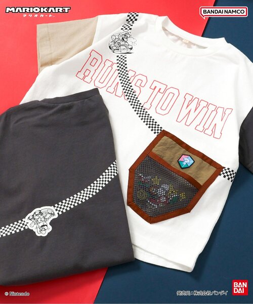 BANDAI(バンダイ)の「マリオカート サコッシュTシャツ(Tシャツ/カットソー・キッズ・チャコール/オフホワイト・100/110/120/130/140/150)」の5枚目の写真